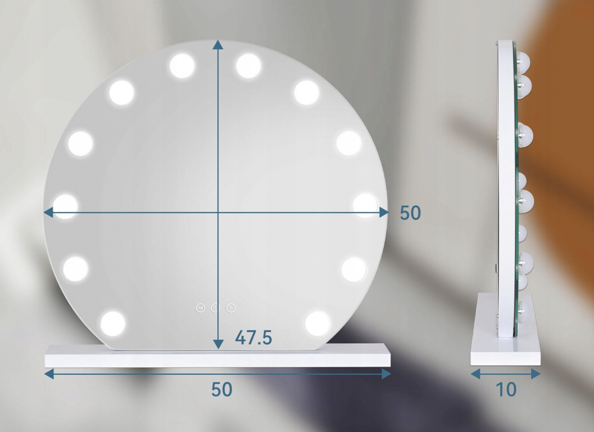 Lustro do makijażu kosmetyczne okrągłe podświetlane 50cm