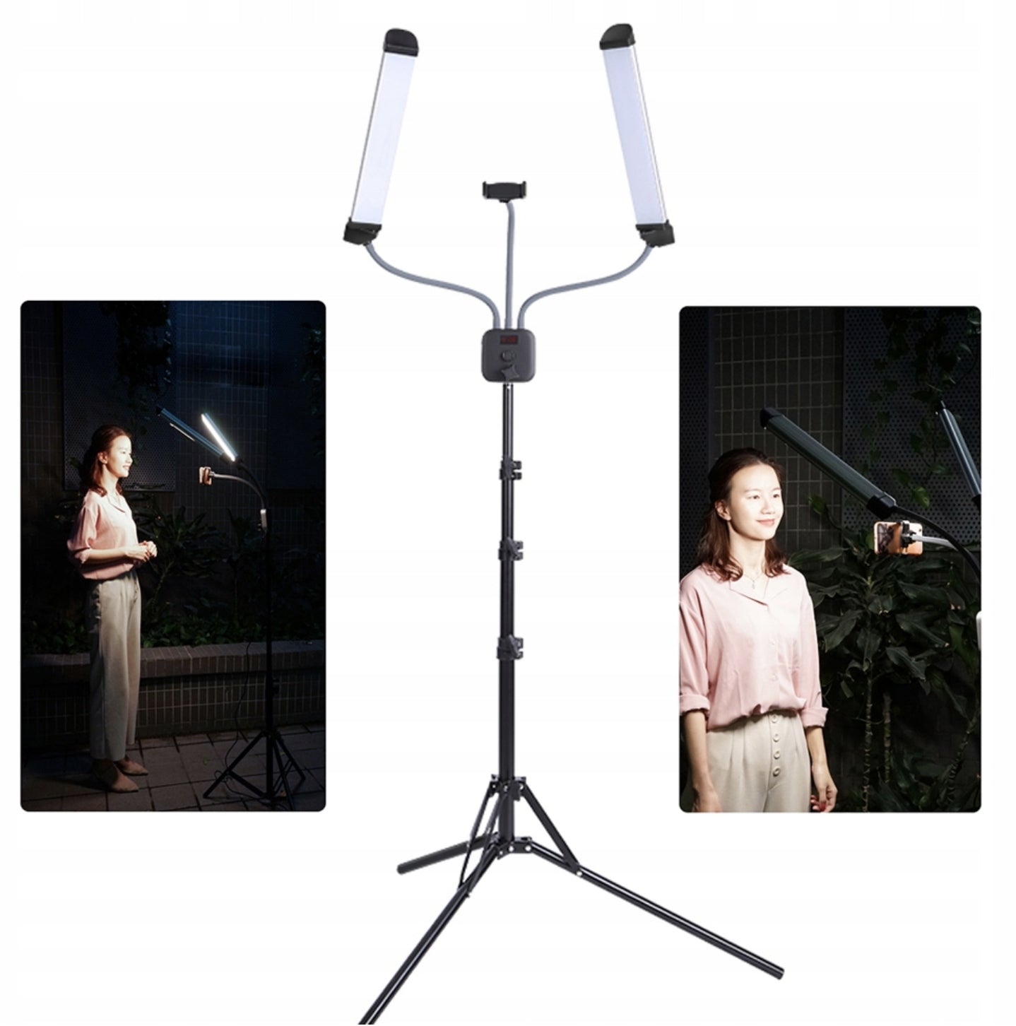 Lampa kosmetyczna podwójna dual na statywie do makijażu led